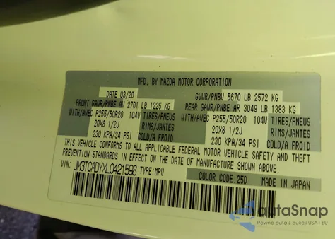 2020 Mazda Cx-9 Grand Touring from USA, damaged, VIN JM3TCADYXL0421598